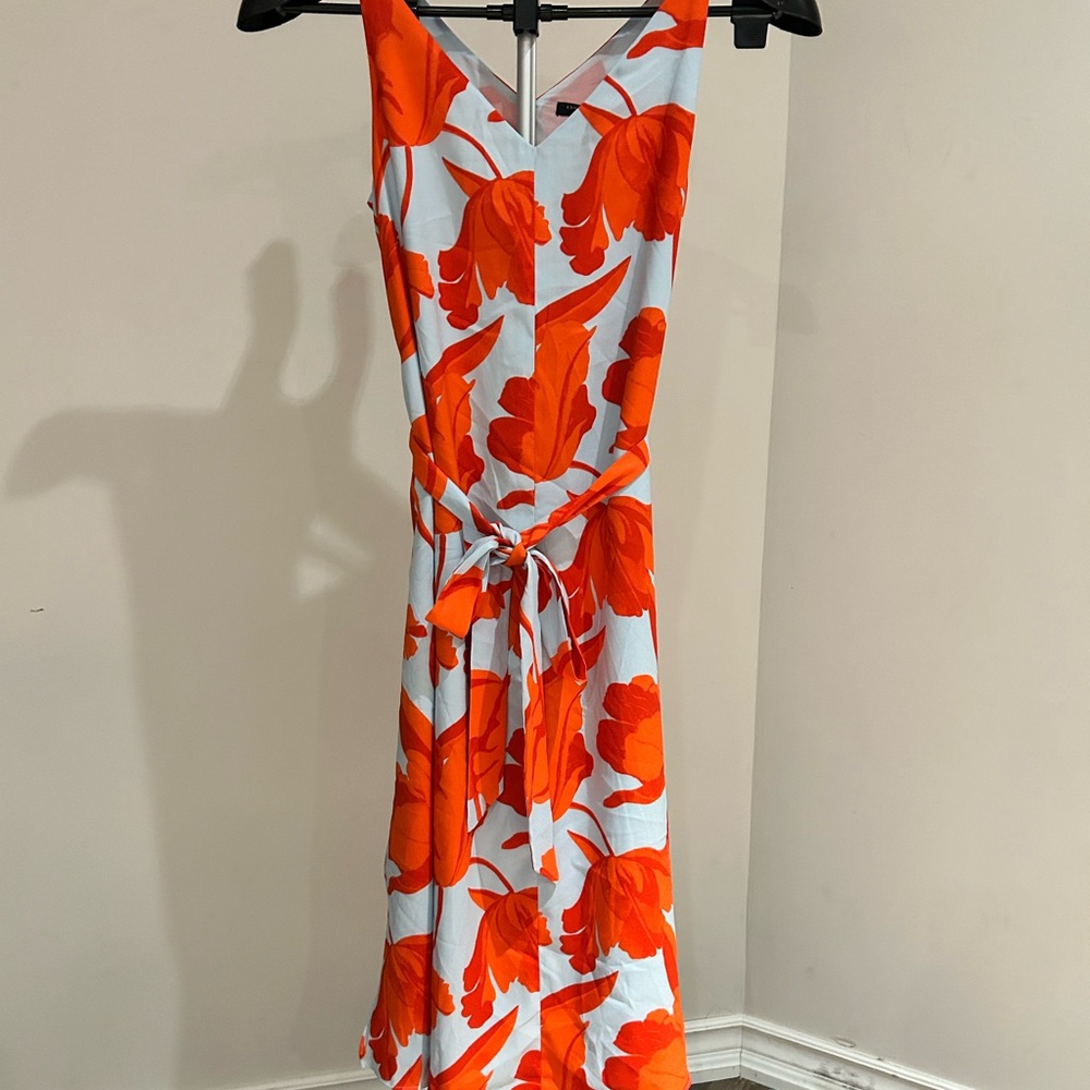 Ann Taylor Orange and White Floral Maxi Dress